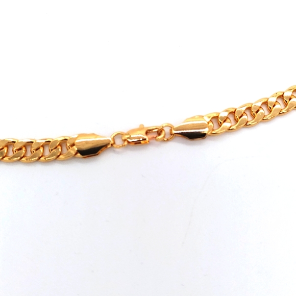 18K Gold Plated Curb Link Chain Necklace Stainless Steel-GIFT-Cuban - Picture 5 of 7